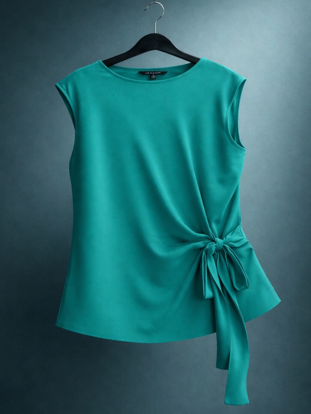 Zac & Rachel Teal Sleeveless Side-Tie Blouse